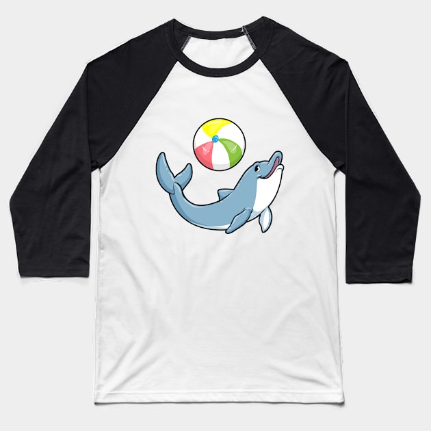 Dolphin at Swimming with Water polo Baseball T-Shirt by Markus Schnabel